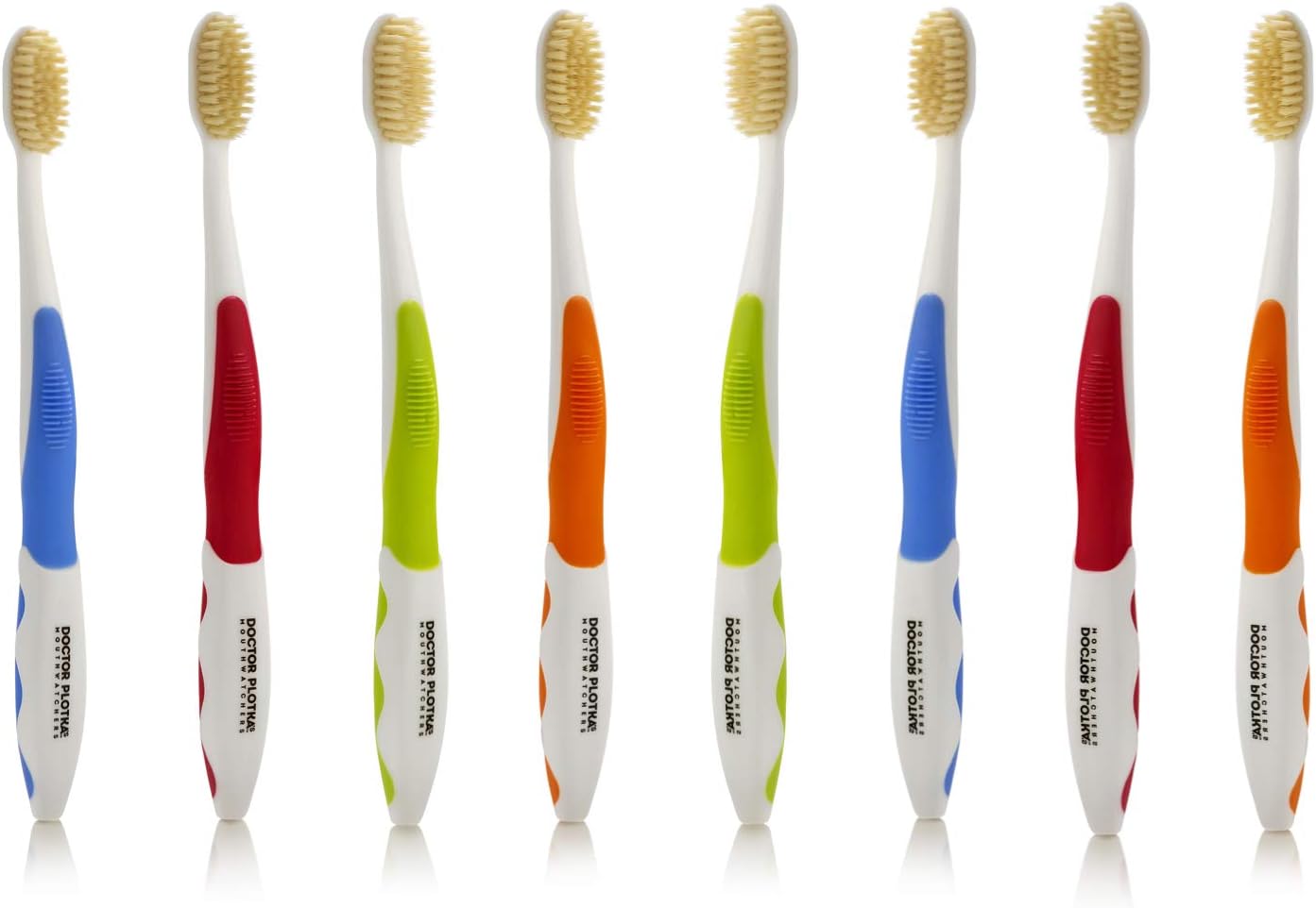 MOUTHWATCHERS Soft Flossing Toothbrushes for Adults, Value 8 Pack, Ultra Clean Manual Toothbrush Set for Sensitive Teeth & Gums, by Dr. Plotka, Assorted Colors