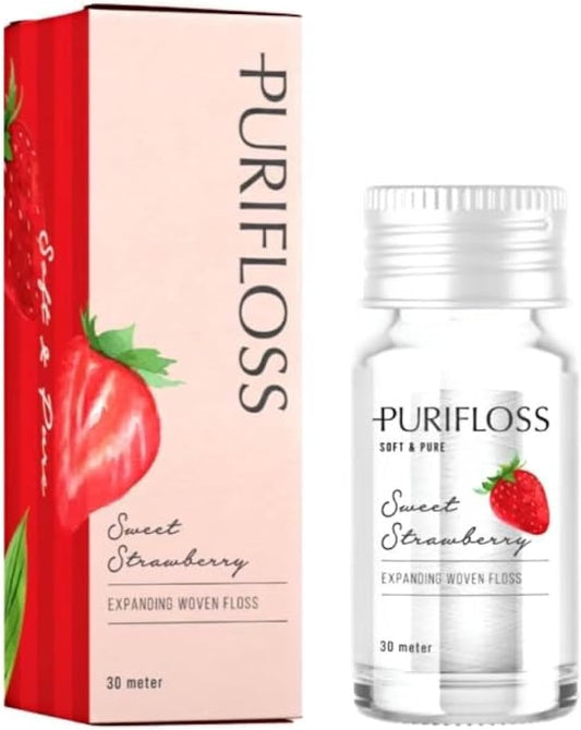 Premium Expanding Woven Dental Floss, PTFE & PFAS Free, Sweet Strawberry, Eco-Friendly, Vegan, Cruelty-Free, Dentist Recommended, Teen & Kid Friendly (33 Yards)