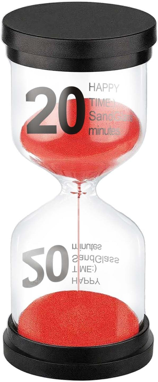 SuLiao Hourglass 20 Minute Sand Timer, Red Sand Clock, Plastic SandWatch Five Min, Small Reloj De Arena 20 Minutos, Colorful Hour Glass Sandglass, Games, Classroom, Kitchen, Decoration