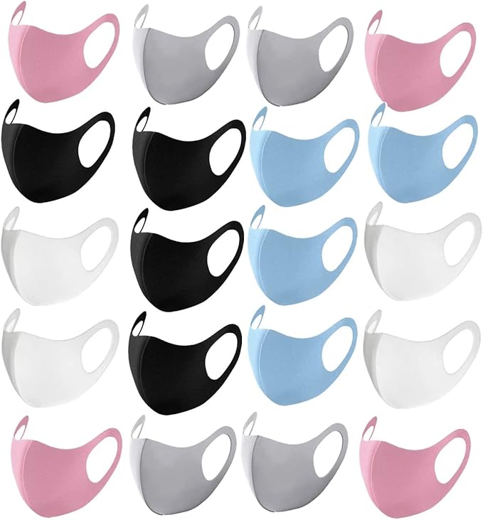 20PCS Light Weight Unisex Adult Fashion Face Covering, Reusable, Dust Proof, Washable, Cool Mixed Colors