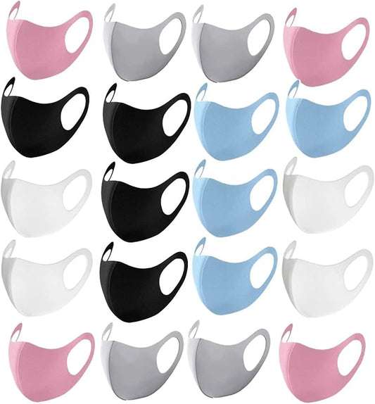 20PCS Light Weight Unisex Adult Fashion Face Covering, Reusable, Dust Proof, Washable, Cool Mixed Colors
