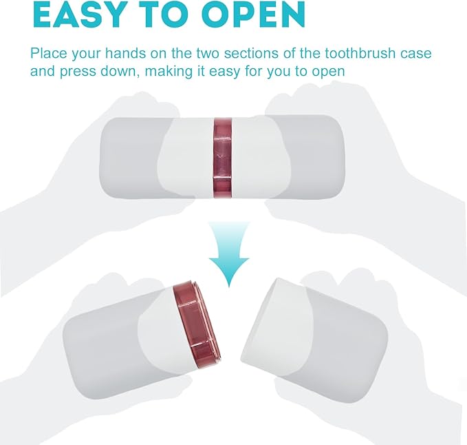 Toothbrush Travel Case,Toothbrush Holder and Rinse Cup with Handle Travel Toothbrush Cup,Multifunctional Toothbrush Cover,Large Capacit Travel Toothbrush Holder with Mouthwash Cup Purple