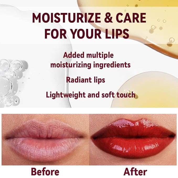 1Pc Ruby Red Butter Lipstick Tinted Lip Balm, Shine Moisturizing Plumper Lipstick for Women, Natural Nourishing Hydrating Lip Gloss Stain for Dry Lips, Lightweight Lip Liner Care Vegan Makeup