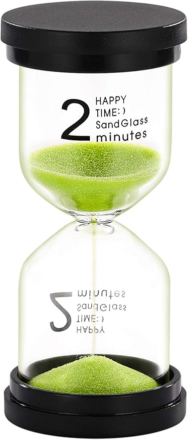 SuLiao Hourglass 2 Minute Sand Timer: Plastic Green Sand Watch 2 Min, Large Reloj De Arena Two Minutos, Colorful Hour Glass Sandglass for Kids, Classroom, Student, Kitchen, Games, Decor