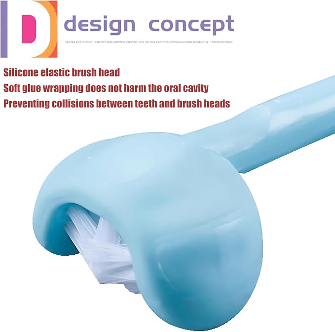 3 Sided Autism Toothbrush Three Bristles for Special Needs Adult Soft Bristles Soft and Gentle for Complete Tooth and Gum Care (Pink 1PCS)