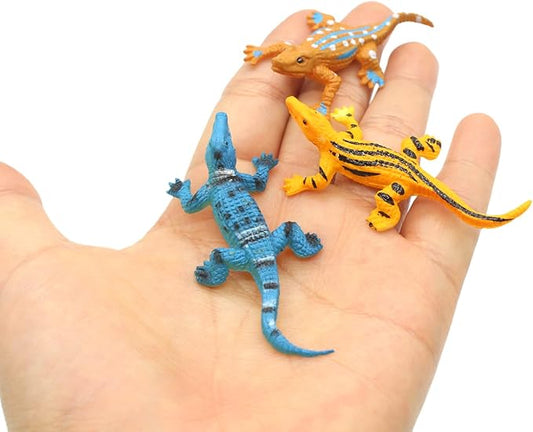 SmilerSmile Animal Assorted Mini Plastic Figures Toy Set, Educational Party Cake Topper, Goody Bag Filler (12pcs Aligator)