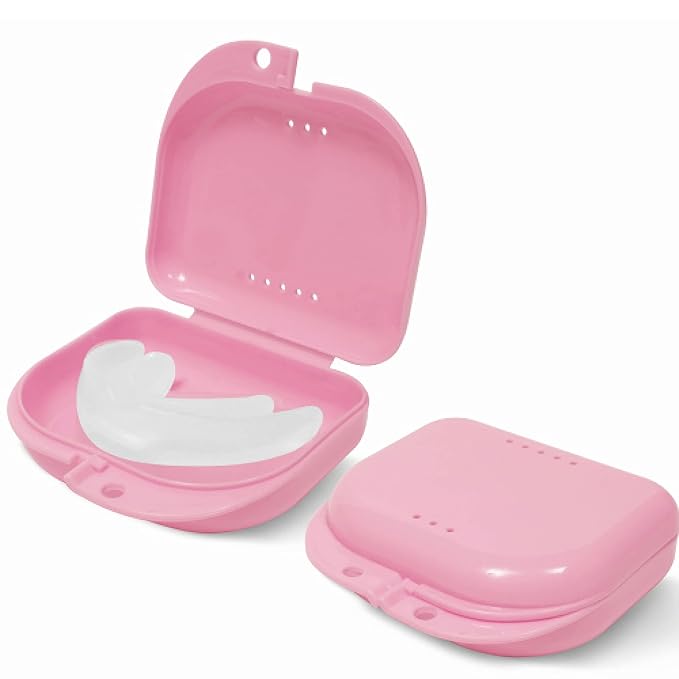 Pink Retainer Case - Pack of 2 - Odorless Mouth Guard Case - Retainer Holder - Ventilated, Durable & Hygienic Cases for Travel, Carrying and Protecting Braces, Partial Dentures & Aligners