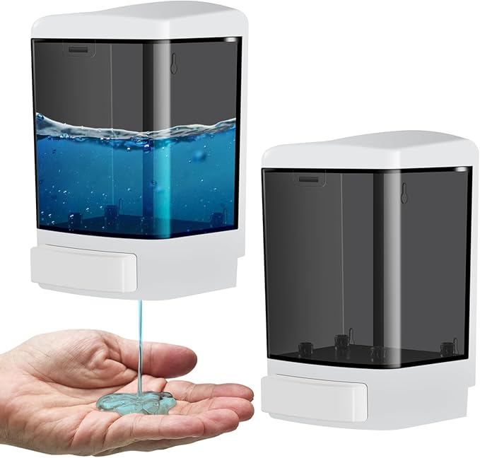 2PCS Commercial Soap Dispenser Plastic Wall Mounted Soap Dispenser 33.8oz/ 1000ml Plastic Hand Wash Soap Wall Dispenser for Bathroom Kitchen Hotel Liquid Gel Shampoo Chamber (Black)