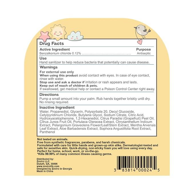 Zoviro Foaming Hand Sanitizer, 9.5oz Pump Bottle, Alcohol-Free, Citrus Fresh Scent, Moisturizing with Aloe, Non-sticky, No Rinse (PACK OF 4)