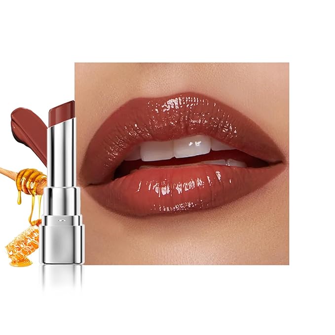 Dark Brown Honey Tinted Lip Stain Lip Balm Lip Gloss Lipstick, Sheer Hydrating Lip Stains Tint, Moisturizing Lip Color for All Skin Tones, Nourishing Lip Balm with a Hint of Natural Black Cherry