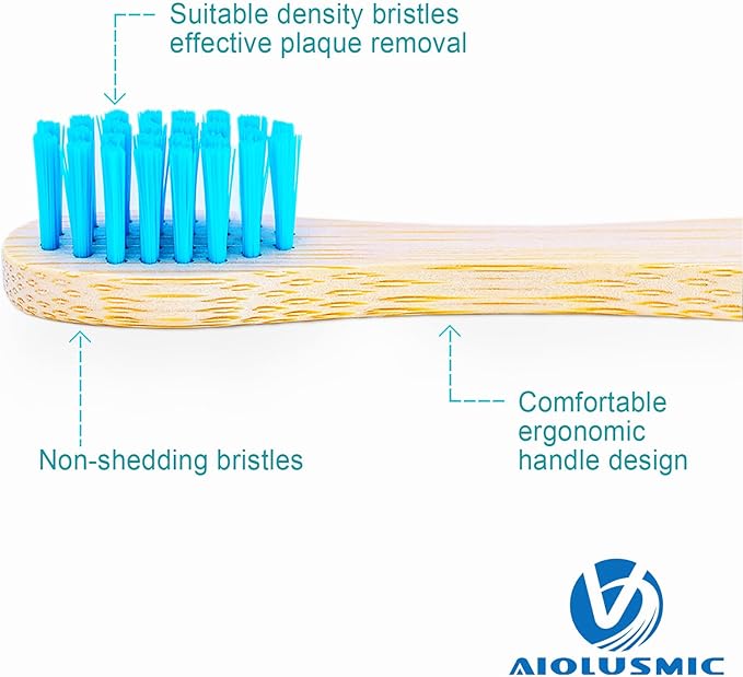 Kids Bamboo Toothbrushes 5 Pack, Children's Toothbrush Soft Bristles Eco Friendly Biodegradable Wooden Handle Tooth Brush