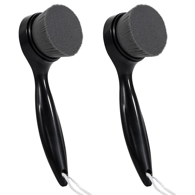 2 Pack Soft Bristle Facial Cleansing Brush for Deep Pore Cleaning, Face Exfoliating Scrub Brush for Face Cleansing Skincare Massaging (Black)