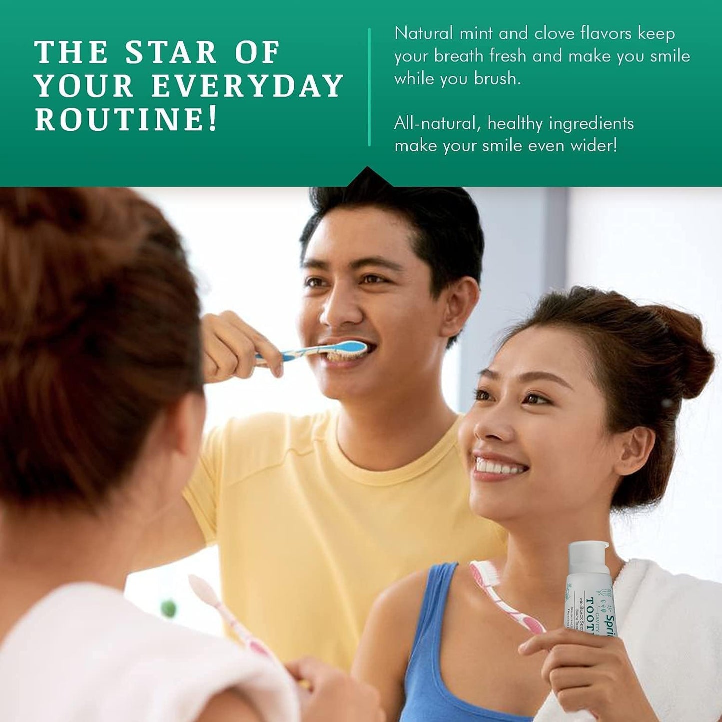 SprinJene Natural Fluoride Toothpaste – Natural Toothpaste for Gum Health & Cavity Protection – Patented Black Seed Oil & Zinc Formula for Healthy Teeth & Gums – Made in The USA (4 Pack)