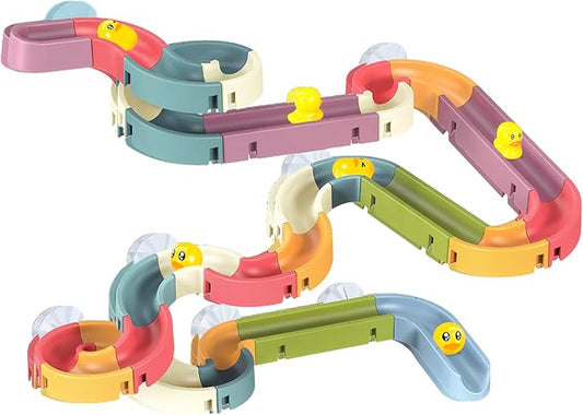 48pc Toddler Bath Toys,48 PCS DIY Duck Slippery Slide Track Baby Bath Tub Toys with Suction Cups,Birthday Party Gift for Baby Infant Boys Girls Bath Time Ages 3 4 5 Years Old (48 PCS)