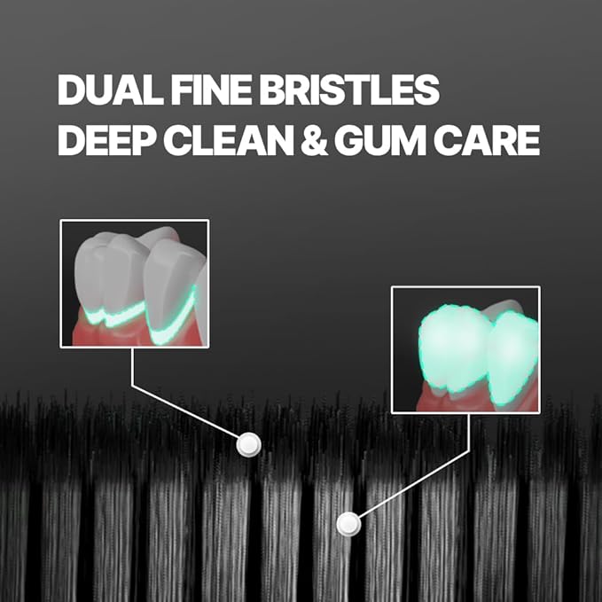 WANGTA Black – Charcoal Extra Large Toothbrush – 1.6 inch (4 cm) Wide Head | 4,000 Bristles for Firm Cleaning & Odor Suppression | Made in Korea Premium Oral Care (10 Pack)