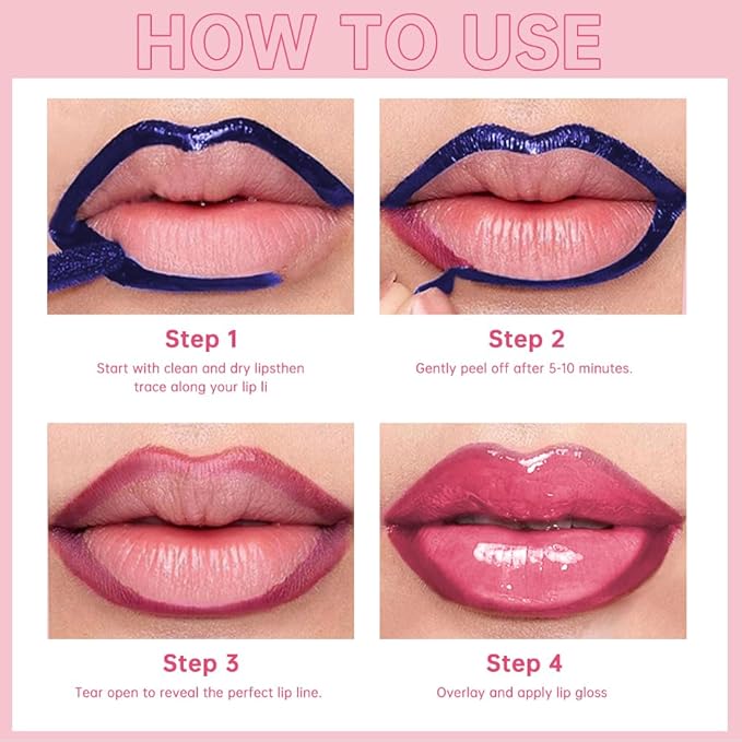 Dual-Ended Peel Off Lip Liner & Gloss Stain in Rose Pink – Tattoo-Like Peel Off Lip Stain Liner + Hydrating High Shine Lip Gloss, Long-Lasting Waterproof Smudge-Proof Duo for Plump Natural Pink Lips 1