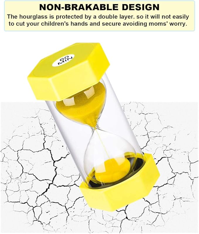 Sand Hourglass Timer 3 Minute： Colorful Sand Clock 3 Minute, Small Yellow Sand Watch 3 Min, Plastic Hour Glass Sandglass Timer for Kids, Games, Classroom, Kitchen, Toothbrush Timer, Decoration