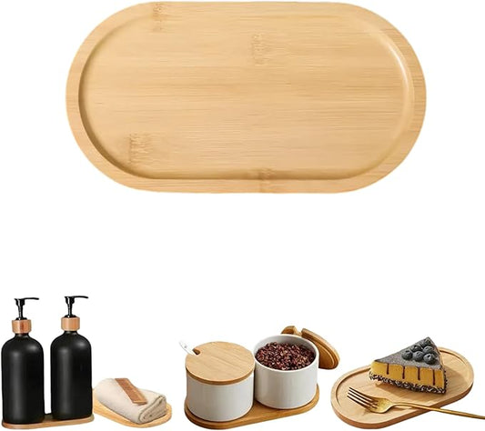 1PCS Bamboo Bathroom Trays - Suitable for The Bathroom,Kitchen,Breakfast Tray and Decorative Tray (8.46 in * 4.53 in)