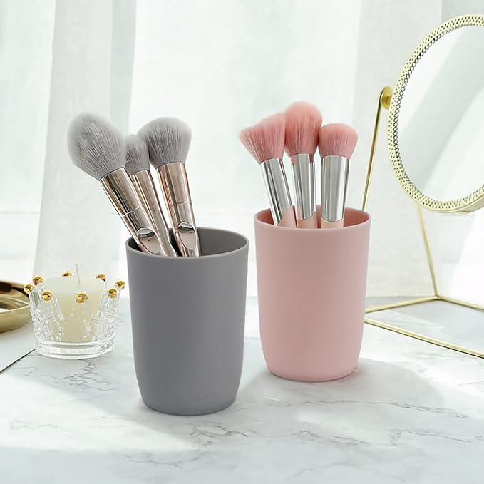 Topsky 4-Pack Bathroom Tumbler - Plastic Toothbrush Cup - Reusable Drinkware - Mouthwash Cup