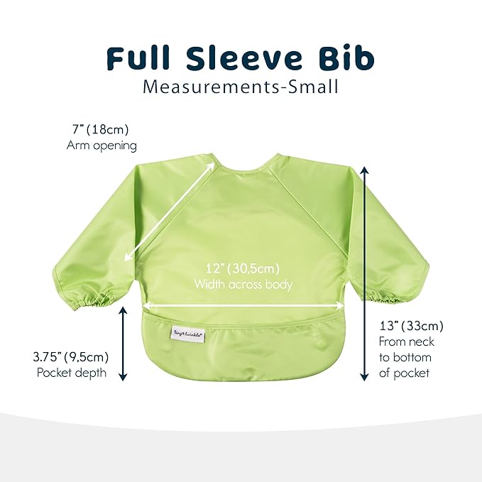 Tiny Twinkle Long Sleeve Bib for Babies & Toddlers – 2 Pack Waterproof Smock Bibs for Eating – Machine Washable & Mess-Proof, Baby Feeding Essential & Shower Must-Have (Rainforest,6–24M)