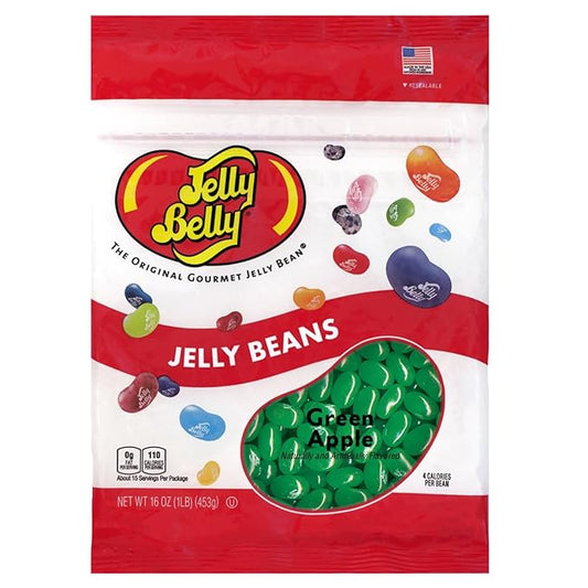 Jelly Belly Green Apple Jelly Beans - 1 Pound (16 Ounces) Resealable Bag - Genuine, Official, Straight from the Source