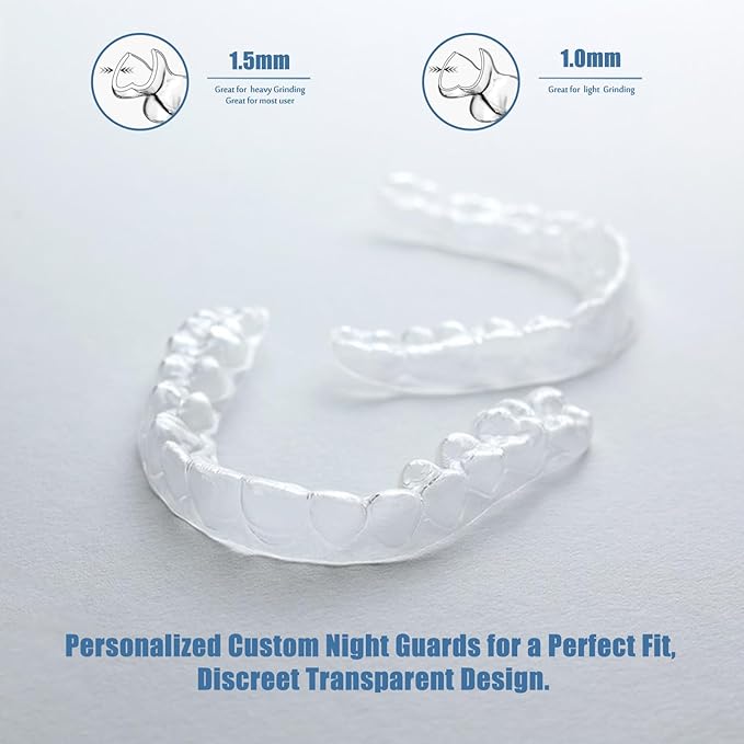 2 Custom Mouth Night Guard for Bruxism/Grinding/TMJ at Night, Bite Guard for Teeth Clenching Nighttime, for Adults & Kids (Upper & Lower Set 1.5mm)