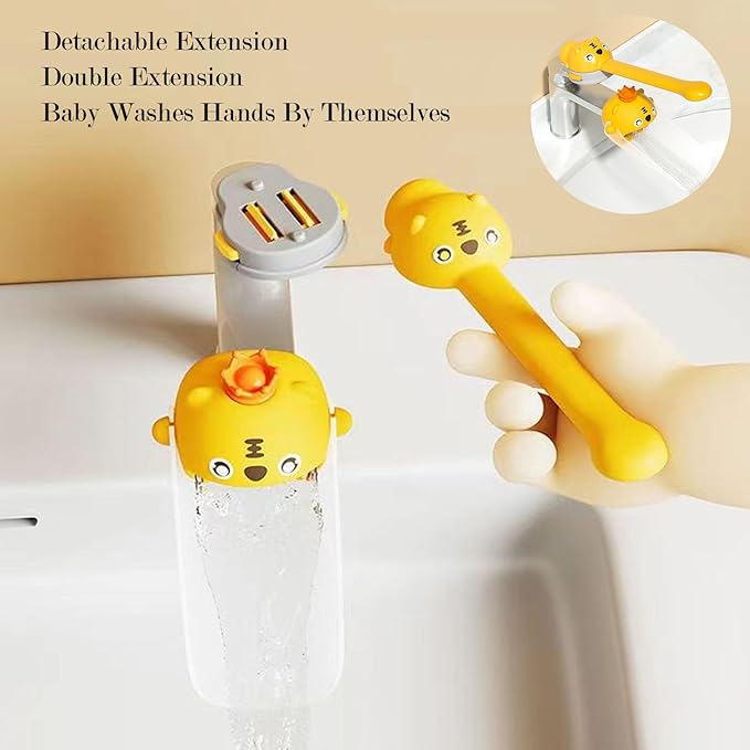 Faucet Handle Extender Set, Faucet Extender for Kids Child Sink Extender Kids Hand Wash Helper Faucet Extender for Bathroom Sink-White