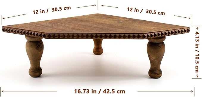Wood Corner Counter Shelf Framehouse Decorative Tray Stand for Kitchen Bathroom Riser Organizer Coffee Bar Display Shelf with Detachable Legs (Lightbrown)