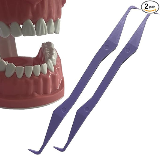 Keyfit Tools PerfectPick Gum Line Tooth Picks Flosser Dental Scraper (2 Pack) Reusable & Double Sided ~Not Small Floss Picks ~ Non Matalic ABS ~Scrape Along Gum Line & Between Teeth Remove Plaque