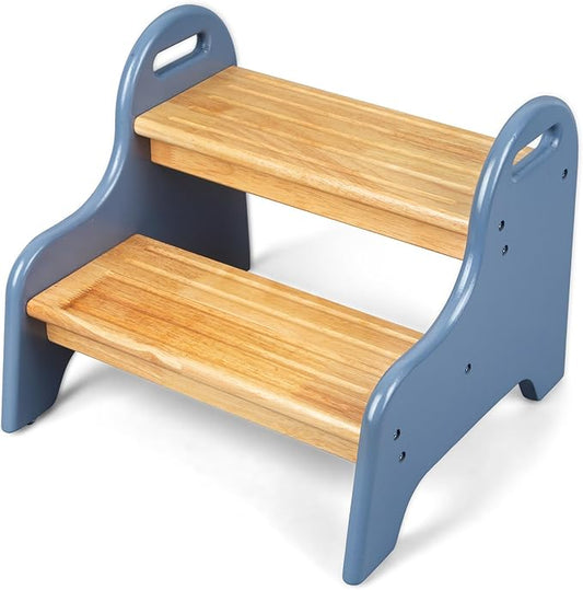 StrongTek Kids 2 Step Stool, Rubber Wood Step for Children, Safe & Sturdy, Ideal for Bathroom, Kitchen, Home Use, Durable, Non-Slip, Child Safety, Foot Stool, Toddler Step Stool, Easy to Clean