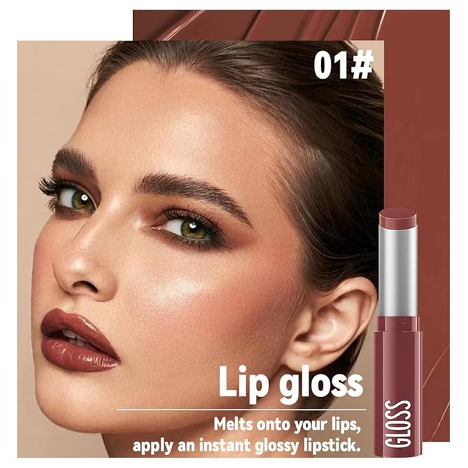 2Pcs Brown&Pink Honey Tinted Lip Stain Lip Balm Lip Gloss Lipstick, Sheer Hydrating Lip Stains Tint, Moisturizing Lip Color for All Skin Tones, Nourishing Lip Balm with a Hint of Natural Black Cherry