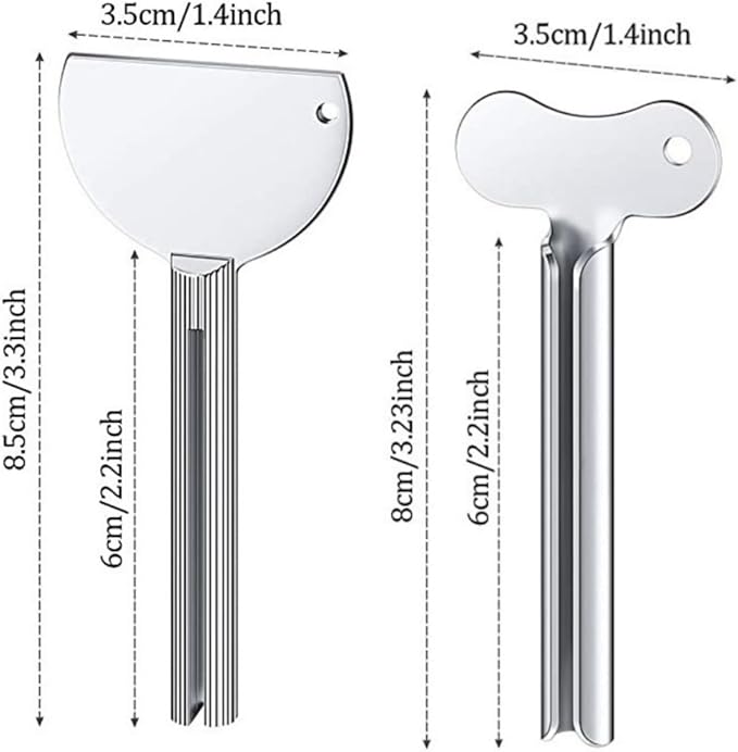Stainless Steel Tube Squeezer Key - Metal Toothpaste & Lotion Roller, Handheld Beauty Salon Tool for Maximizing Hair Products, Creams and Home Use, Durable Last Drop Saver, 3.3 x 1.4 Inches (2)