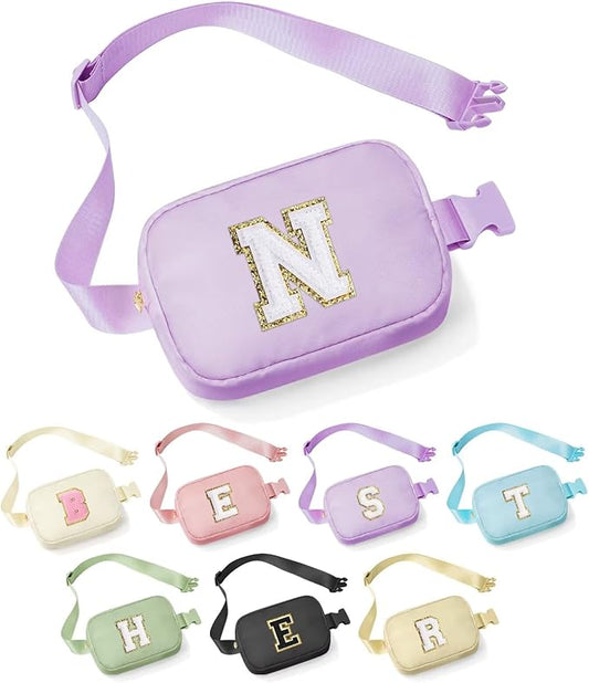 YOOLIFE Birthday Gifts for 4 5 6 7 8 9 10 11 12 13 14 Year Old Girls - Initial Fanny Pack Belt Bag Purse for Girls Teens Daughter Sister Niece, Personalized Trendy Stuff for Teen Girl Kids | Purple N