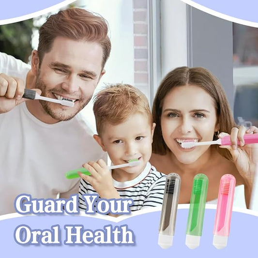 Travel Toothbrush 3Pcs Travel Toothbrush Set Mini Toothbrushes Soft Portable Toothbrushes Travels with Tooth Brush Cover Small Folding Toothbrush Individually Wrapped for Travels Home Black Green Pink