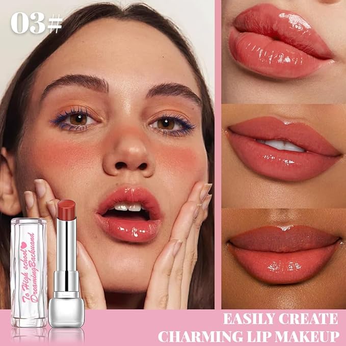 Plumper Moisturizing Butter Lipstick for Women, Natural Tinted Lip Balm Shine Nourishing Hydrating Lip Gloss Stain for Dry Lips, Lightweight Lip Liner Care Makeup, Vegan, 2Pc Rose & Brown Black