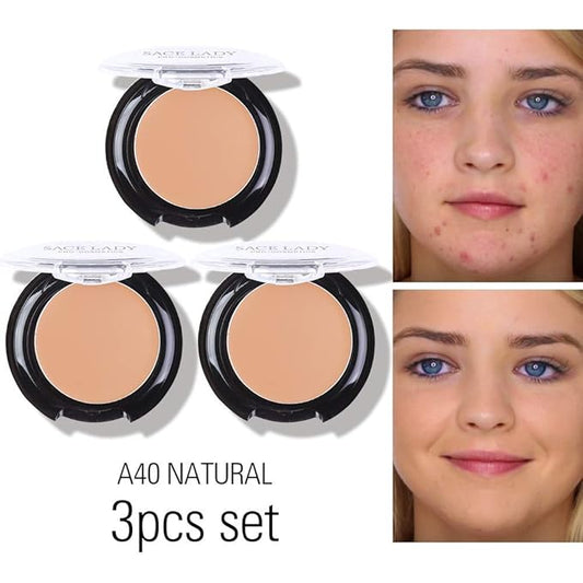 3 Pack Full Coverage Concealer Cream Makeup, Waterproof Matte Smooth Concealer Corrector for Dark Spot Under Eye Circles (3×5g/0.18Oz, #40 Natural)
