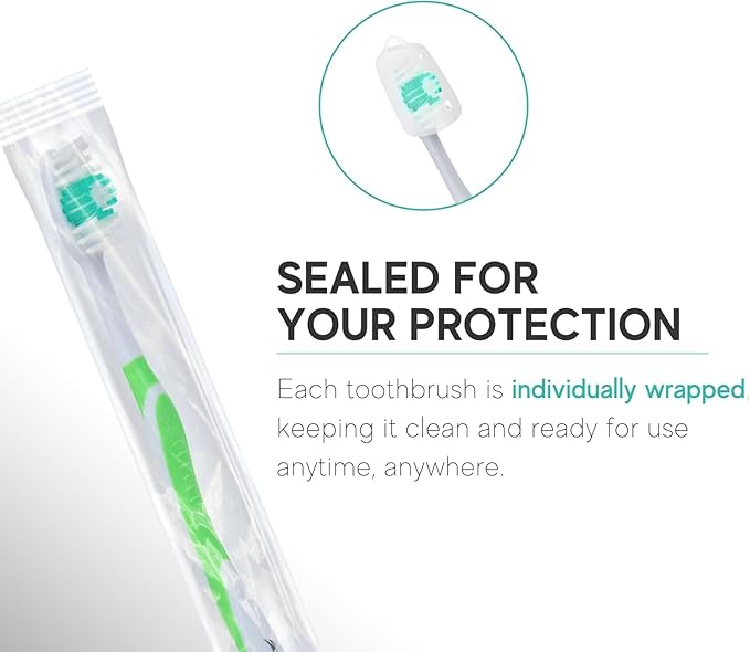 Bulk Toothbrushes Pack - 24 Individually Wrapped Toothbrushes Bulk for Travel, Hotels, AirBnB Guests, Relief Missions, and Donations - Bulk Disposable Toothbrush Pack Adults and Kids