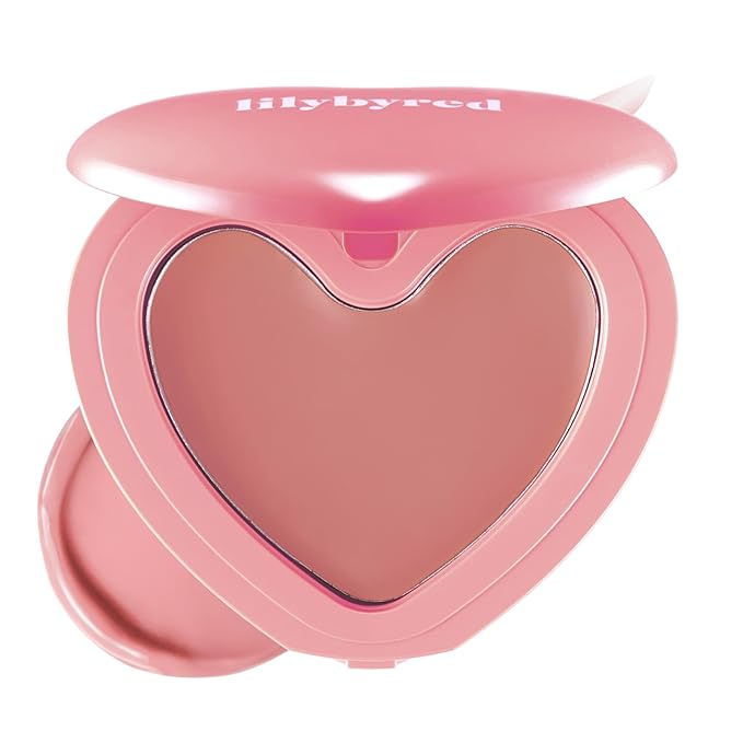 lilybyred Luv Beam Cheek Balm | Heart-Shaped Korean Cream Blush, Semi-Matte Finish, Long-Lasting, Blendable & Buildable, Soft Creamy Texture, Lightweight, Natural Flush, 0.12 oz. (13 Shy Pink)