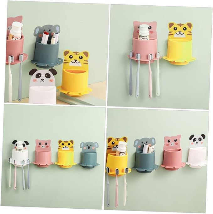 Wall-Mounted Bathroom Toothbrush Holder Rack Suction Adhesive Storage Bracket for Compact Wall Storage Easy-Install Bathroom Wall Rack Organizer