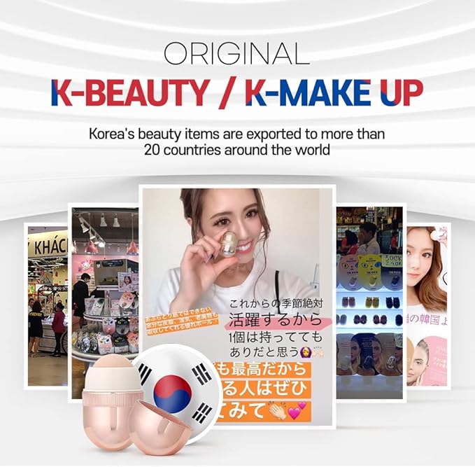 Korean Beauty Oil-Absorbing Volcanic Face Roller, Portable and Reusable Skincare Tool for Oily Skin, Shine Control, Oil Absorber tool for Face (Rose Gold)