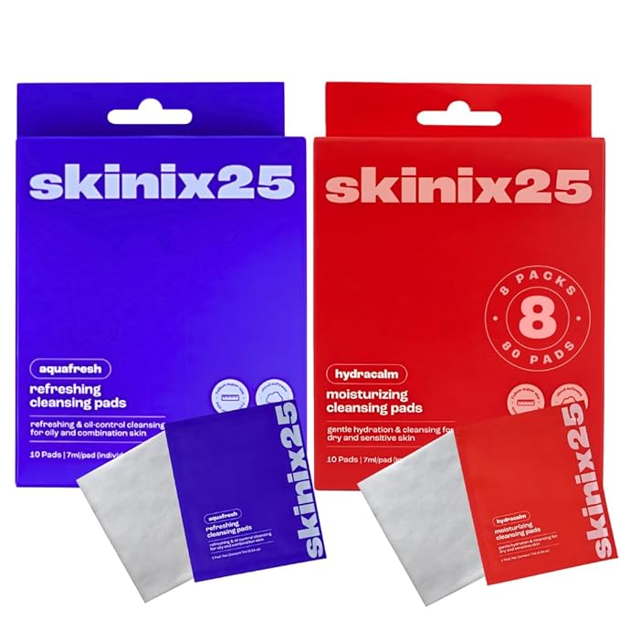 Hydracalm & Aquafresh Facial Cleansing Pads – 80 Individually Wrapped Cotton Wipes | On-the-Go Face Wipes for Travel, Gym & Daily Skincare | Hydrating + Oil-Control Cleansing Pads for All Skin Types