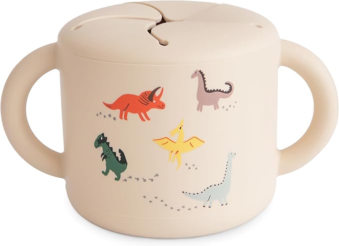mushie Silicone Snack Cup | Spill Proof Food Container for Toddler and Baby (Dinosaurs)