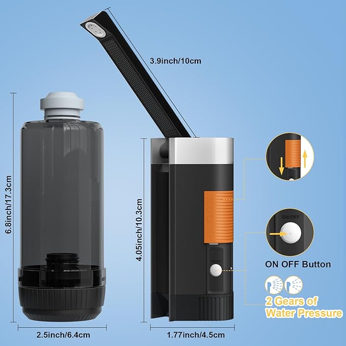 SoulBay Portable Bidet for Travel, 400ml Large Capacity Rechargeable Electric Personal Toilet Handheld Sprayer Bidet with Max 680ml/Min High Pressure, Waterproof, Your Hygiene On-The-Go