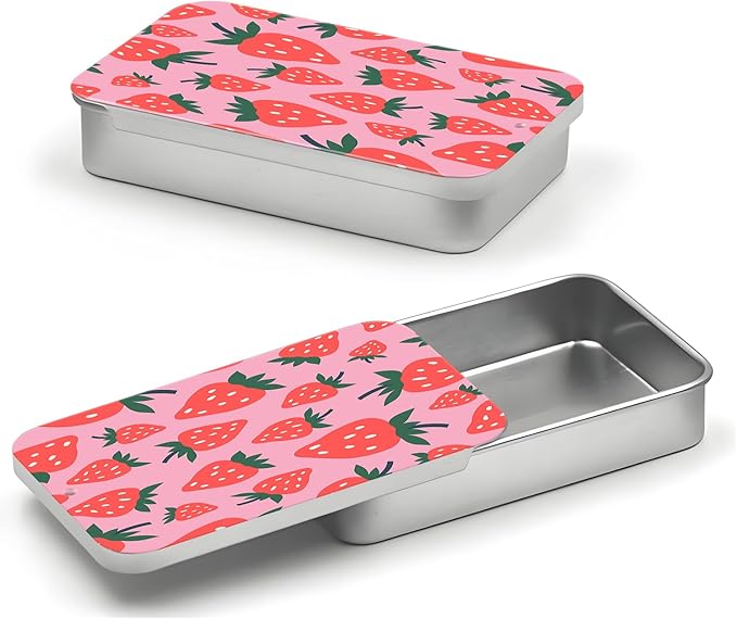 Portable Dental Floss Case, Refillable Cute Travel Floss Dispenser for Men & Women, Pocket Travel Floss Picks Case for Purse, Backpack, Bag Pink Strawberries