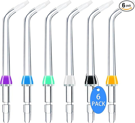 Replacement Tips for Waterpik Water Flosser, Replacement Orthodontic Tips Compatible with Waterpik Water Flossers and Other Brand Oral Irrigators (6-Pack)