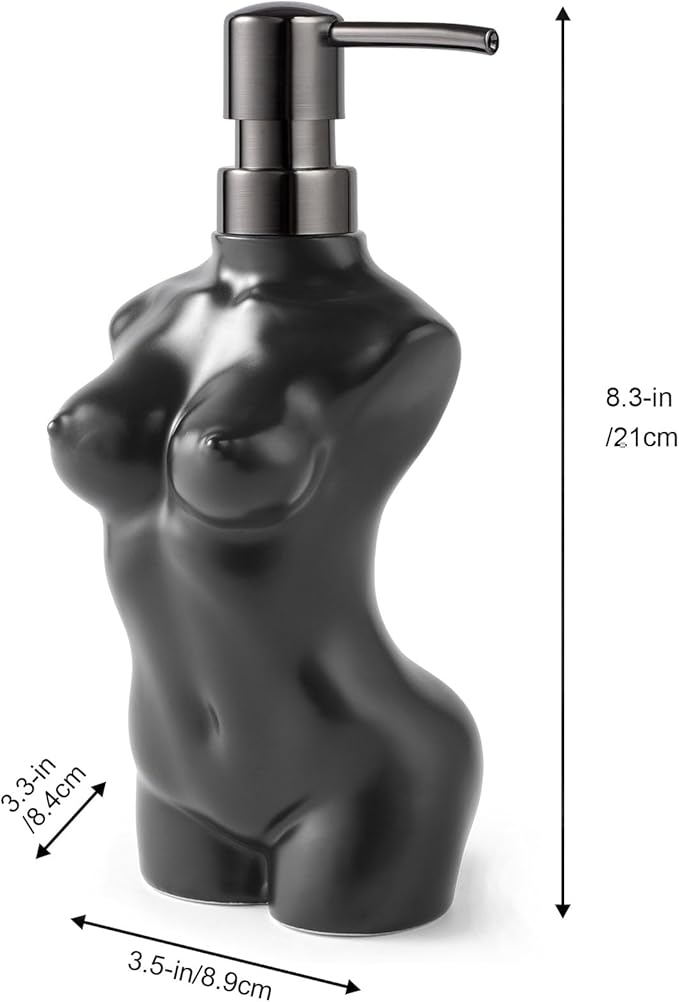 Ceramic Soap Dispenser Hand Lotion Liquid Dispenser Refillable for Kitchen and Bathroom Decorative (Black)