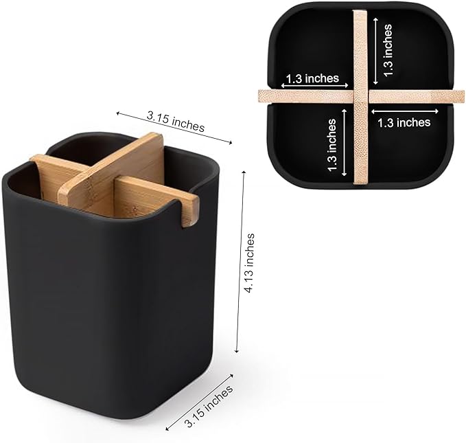 Aoheuo Bamboo-Toothbrush Holders-Multifunctional-Electric Toothbrush-Storage Box-Natural Tough-Toothpaste-Holder Suitable for Bathroom Countertops, Sink, etc.