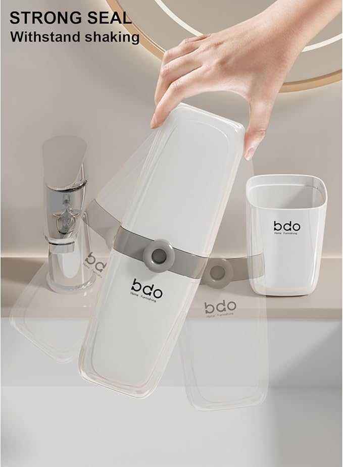 2Pcs Toothbrush Travel Case & Travel Soap Holder Dish Tray, Portable White Toothbrush Holders with Cover Leakproof Bar Soap Holder for Traveling School Camping Business Trip Bathroom