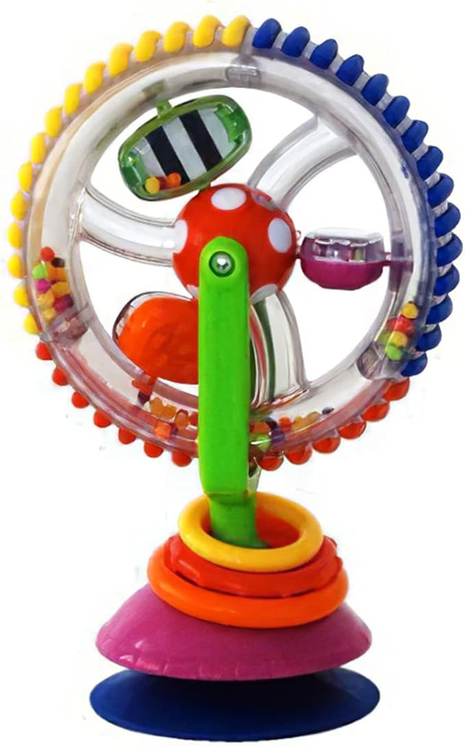 Suction Cup Rotary Windmill High Chair Bath Toy Educational Fine Motor Skill Shower Dinner for Time for Infant B Baby Highchair Toy with Suction