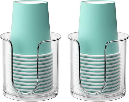 Bathroom Cup Dispenser,Small Disposable Paper Cup Holder,Compact Mouthwash Cups Holder PC Cup Dispenser for Bathroom Vanity Countertop (2 Pack)